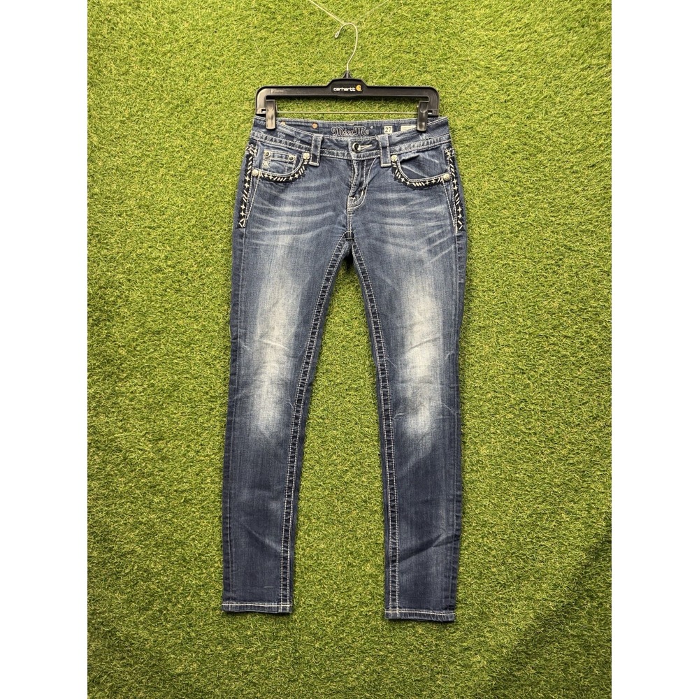 Miss Me Jeans Womens 27 27x32 Skinny Mid Rise Easy Skinny Embellished y2k Bling